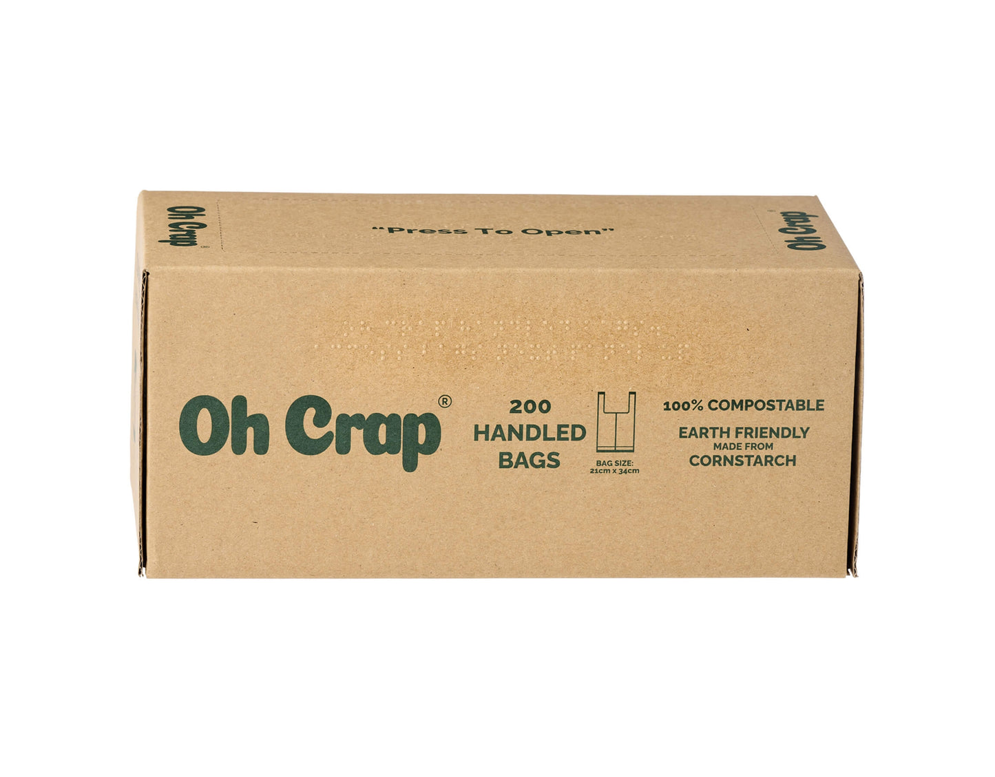 Oh Crap Compostable Dog Poop Bags With Handles (Vision Impaired Approved)