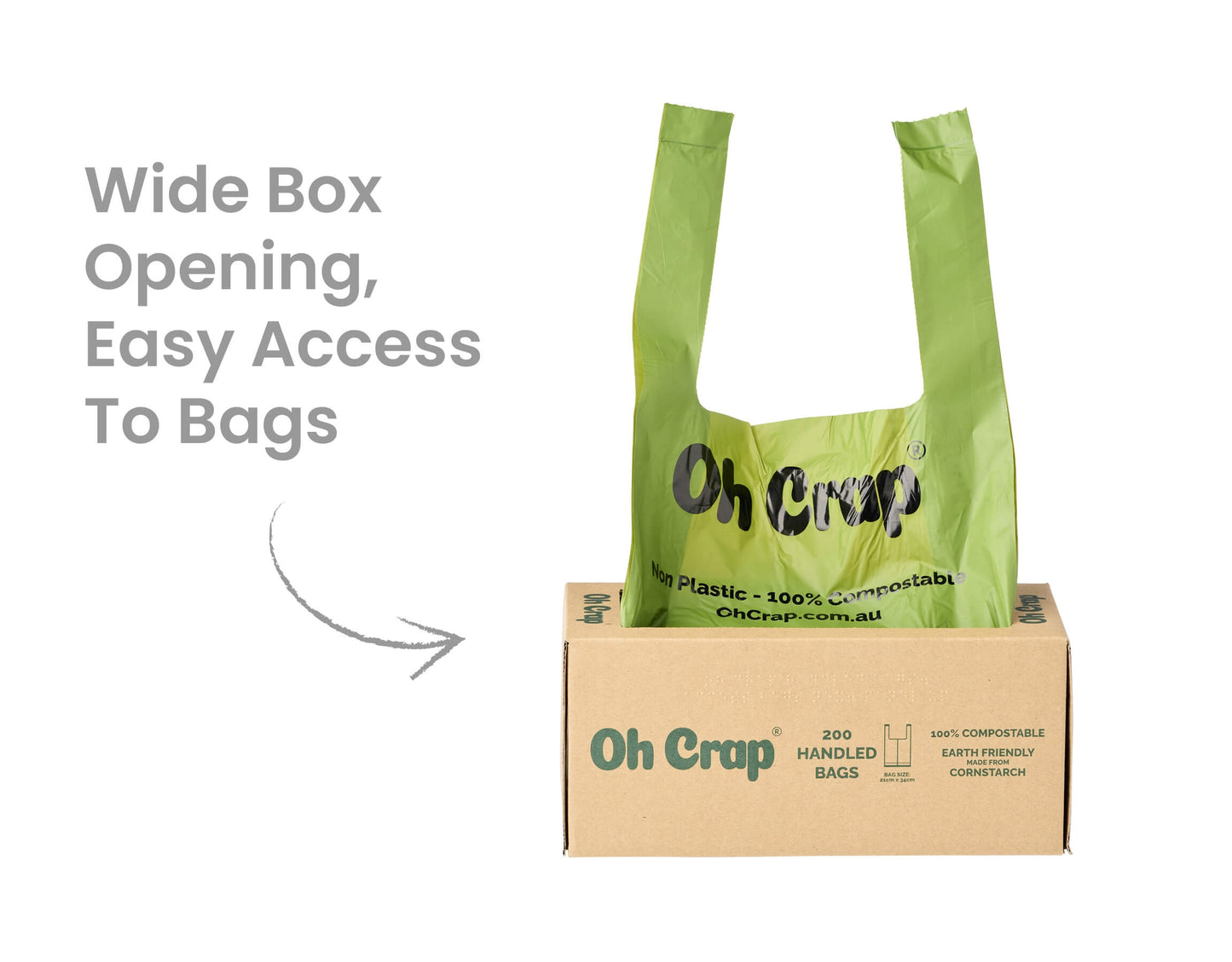 Oh Crap Compostable Dog Poop Bags With Handles (Vision Impaired Approved)