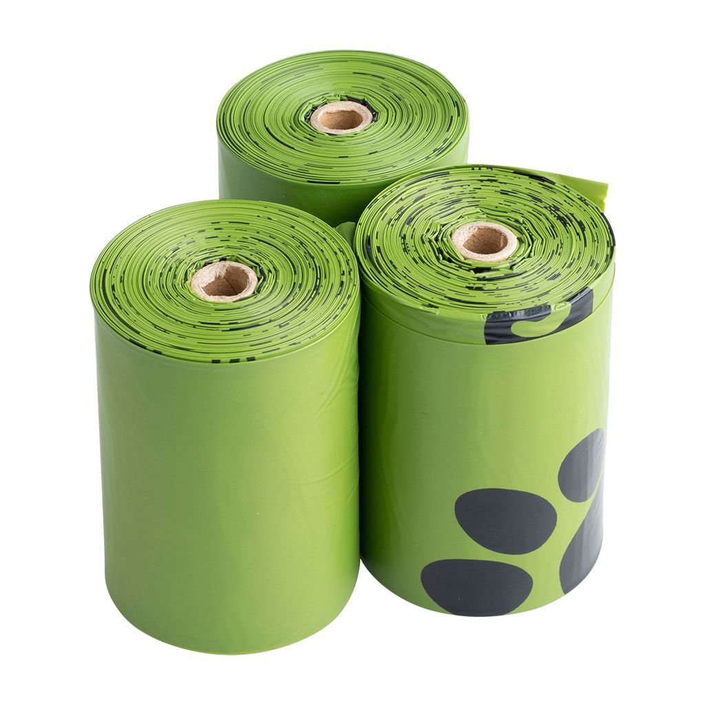 Picture of 3 rolls of Oh Crap's Non Plastic Compostable Dog Poop Bags