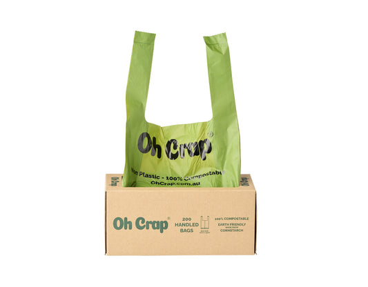 Oh Crap Compostable Dog Poop Bags With Handles (Vision Impaired Approved)