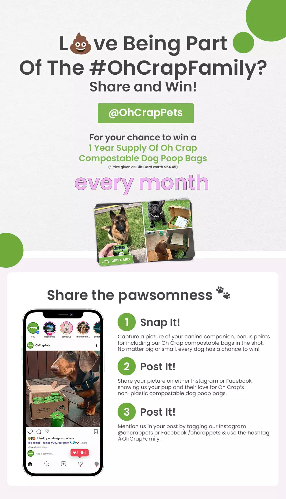 Poster explaining the share and win